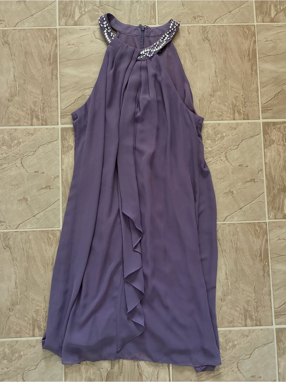 SLNY Lavender Halter Beaded Neckline Maxi Dress - Picture 6 of 6